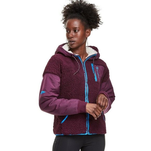 Champion Jackets & Blazers - Champion Women's Size M Dark Berry Hooded Fleece Sherpa Jacket